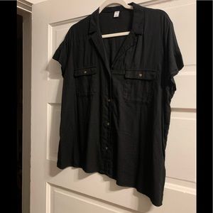 NWT Black Linen Button Down Top